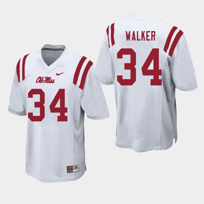 Men #34 Jakwaize Walker Ole Miss Rebels College Football Jerseys Sale-White